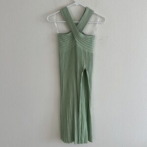 Sovere Ribbed Crossover Neckline Knit Dress